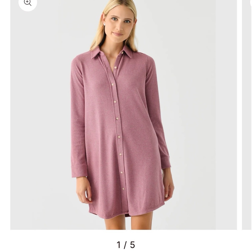 Faherty Mauve Long Sleeve Shirt Dress